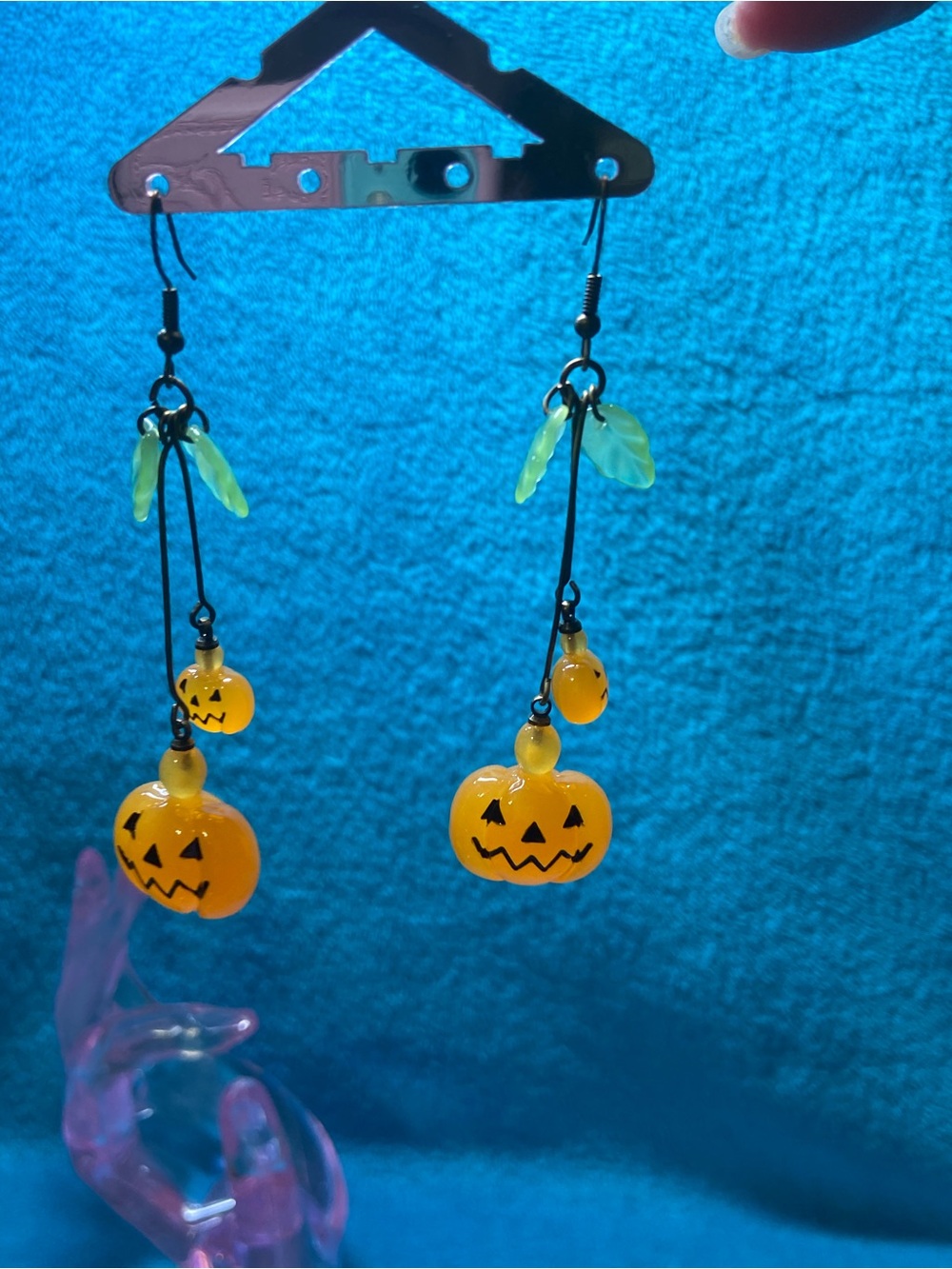 Halloween Pumpkin Dangle Earrings - Orange Accessories